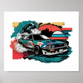 Barn och pojk räder extrem äventyr. Japansk biljdm Poster