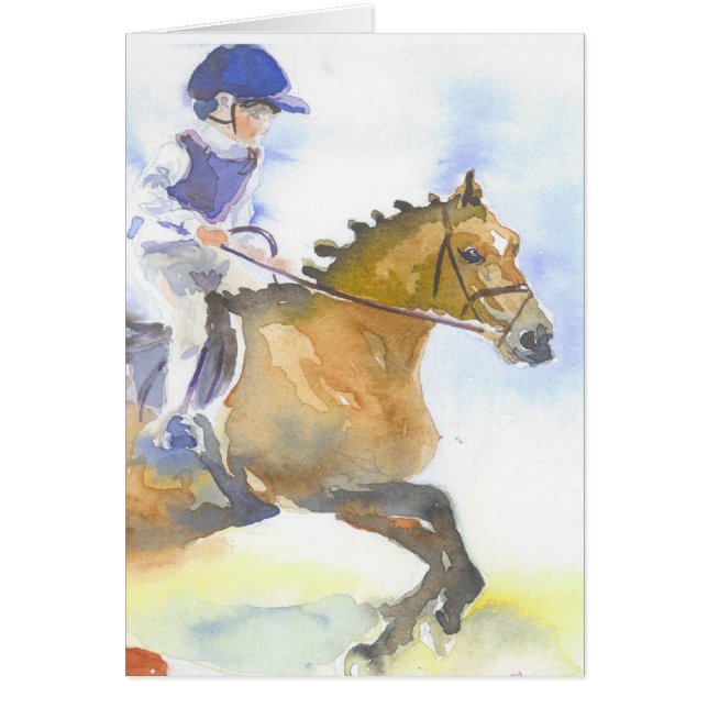 Barn- och ponnybanhoppning hälsningskort (Framsidan)