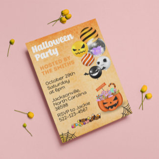 Barn och Vuxnor i Roligten halloween fest Inbjudningar