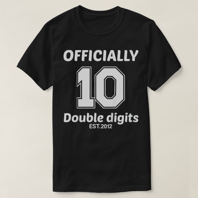Barn Officiellt 10 Dubblor Siffror 10:e födelsedag T Shirt (Design framsida)