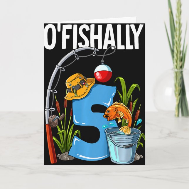Barn O'fishally 5 år gammal 5-års födelsedag Fiske Kort (Framsida)