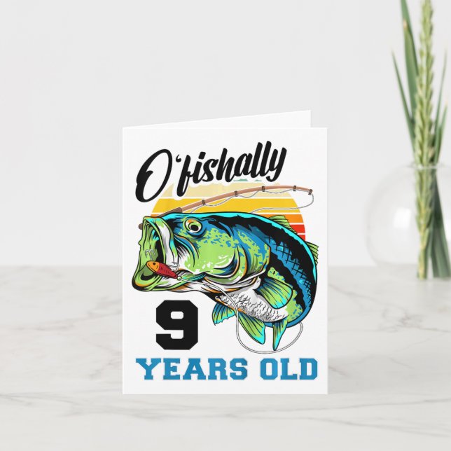 Barn O'Fishally 9 Years 9 Birthday Fishing B Kort (Framsida)