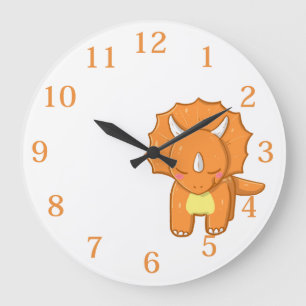 Barn Orange Dinosaur Stor Klocka