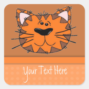 Barn Orange Tiger Rand Cat Personlig Fyrkantigt Klistermärke