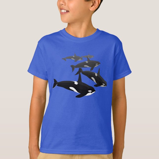 Barn Orca Whale Sweatshirt Killer Whale Shirons Tee Shirt (Framsida)