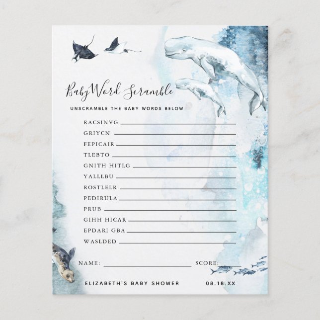 Barn Ord Omskrivning | Baby Shower Lek (Framsida)