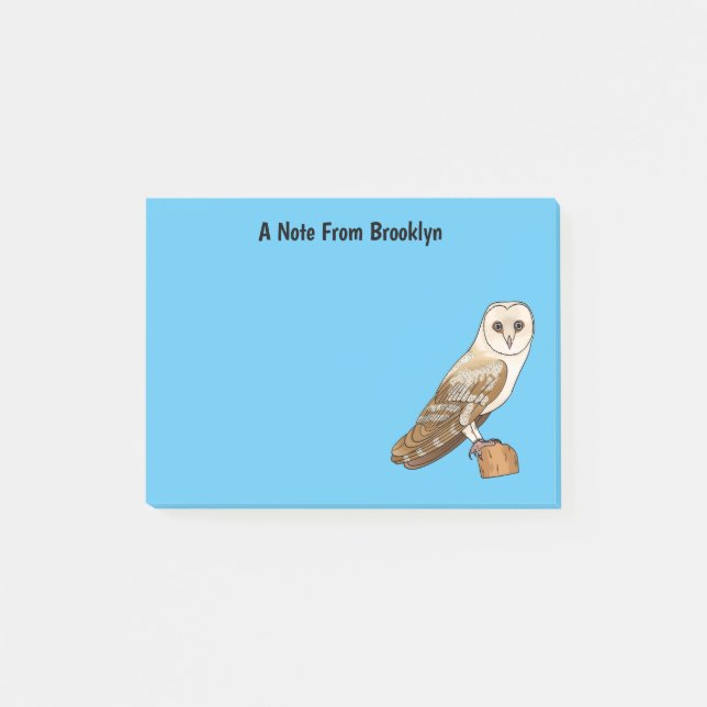 Barn owl bird cartoon illustration  post-it block (Framsida)