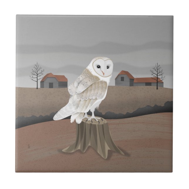 Barn Owl Kakelplatta (Framsidan)