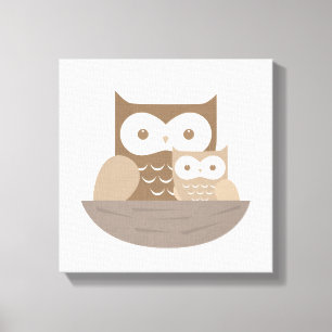 Barn Owl Modern Neutral Linned Konst Canvastryck