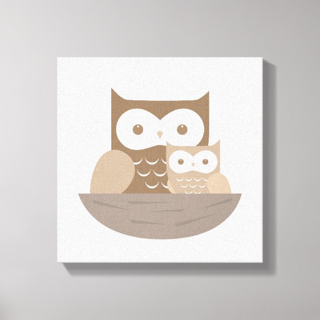 Barn Owl Modern Neutral Linned Konst Canvastryck (Framsida)