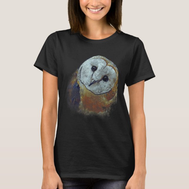 Barn Owl Painting Owl Art  T Shirt (Framsida)