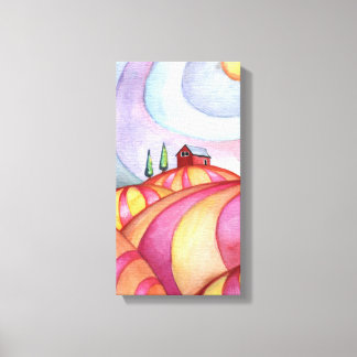 Barn på Backe Watercolor-tavla på Canvas