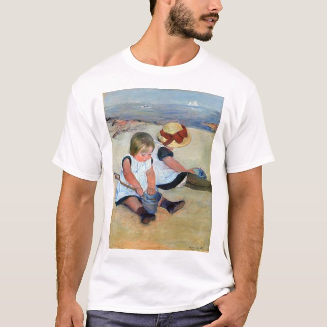 Barn på Beach, kassatt T Shirt (Framsida)