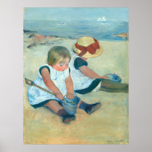 Barn på Beach - Mary Cassatt Fine Art Poster