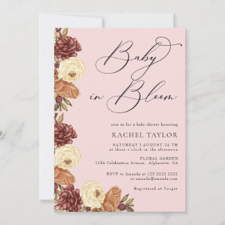 Barn på blommande blomster höst baby shower inbjud inbjudningar
