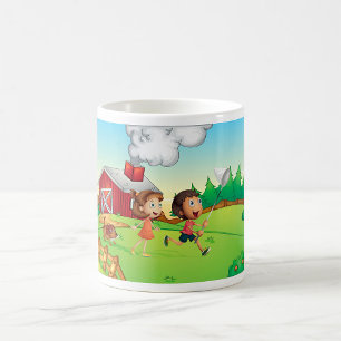 Barn på en gård kaffemugg