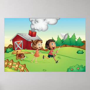 Barn på en gård poster