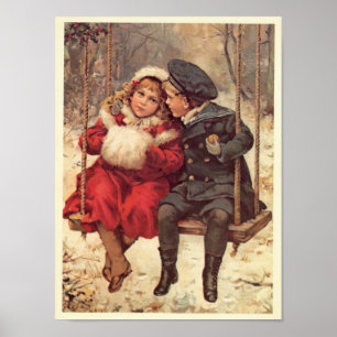 Barn på en gunga poster