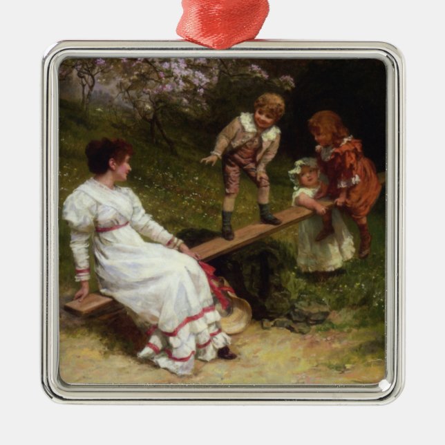 Barn på en Seesaw (av Frederick Morgan) Julgransprydnad Metall (Framsidan)