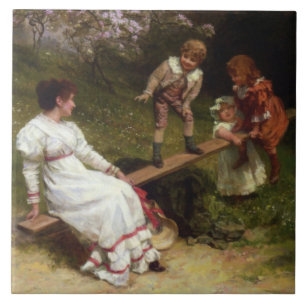 Barn på en Seesaw (av Frederick Morgan) Kakelplatta
