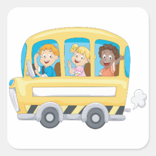 Barn På En Skolbuss Klistermärken