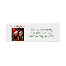Barn på Naughty List-fotojul Returadress Etikett