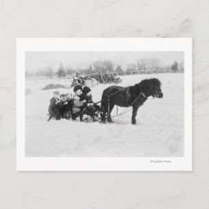 Barn på Pony Drawn Sled Photograph Vykort