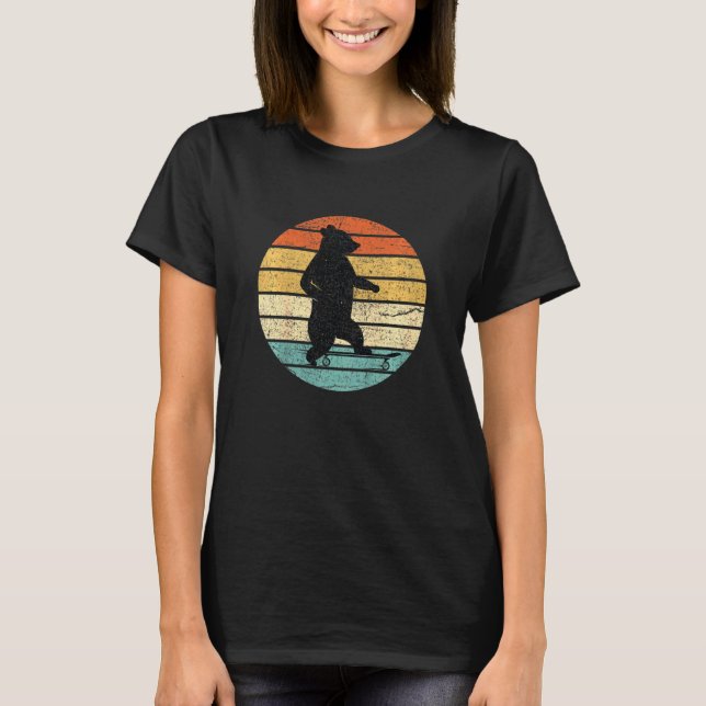 Barn på skateboard Retro Sunset T Shirt (Framsida)