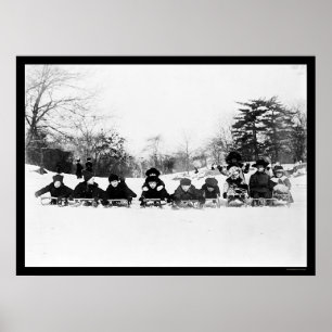 Barn på Sleds i Central Park 1915 Poster