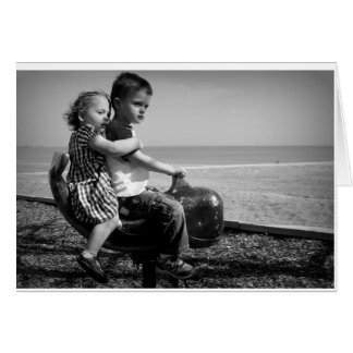 Barn på stranden hälsningskort
