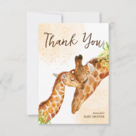 Barn på väg baby giraff och mamma baby shower tack kort