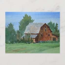 Barn Painting Watercolor  Vykort