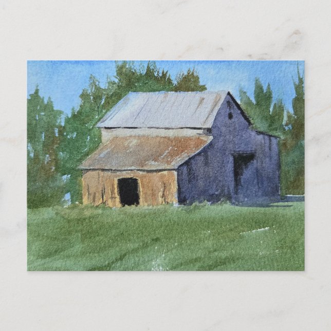 Barn Painting Watercolor  Vykort (Framsida)