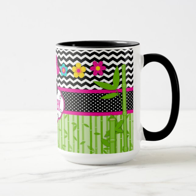 Barn Panda Bear Monogram Personlig Namn Mugg (Höger)