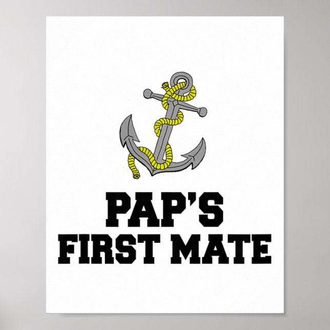 Barn Pap's First Mate Grandson Granddotter Boat Poster (Framsidan)