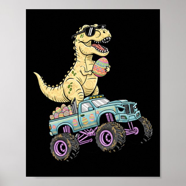 Barn Påsk T Rex Monster Truck Dino Grafisk  Poster (Framsidan)