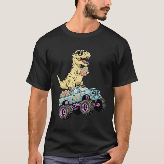 Barn Påsk T Rex Monster Truck Dino Grafisk  Shirt (Framsida)