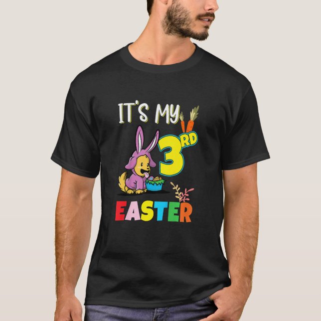 Barn Påskägg Hunt 3:e födelsedagen Cute Påsk Hund T Shirt (Framsida)
