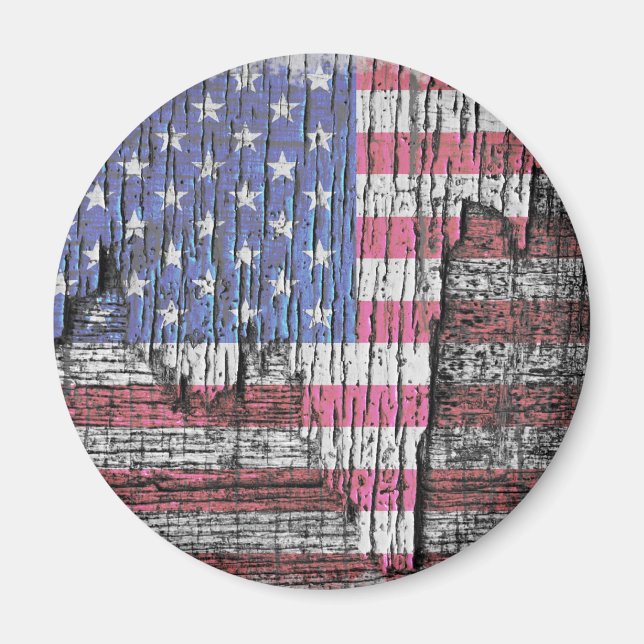 Barn Peeling Painting Patriotic American Flagga Magnet (Framsidan)