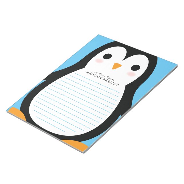 Barn Penguin Cute Personal Stationary Anteckningsb Anteckningsblock (Vinklad)