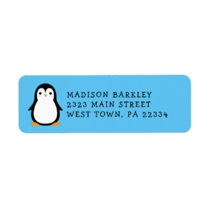 Barn Penguin Cute Returadress Etikett