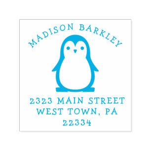 Barn Penguin Cute Returadress Frimärke Självfärgande Stämpel