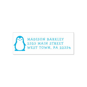 Barn Penguin Cute Returadress Frimärke Självfärgande Stämpel