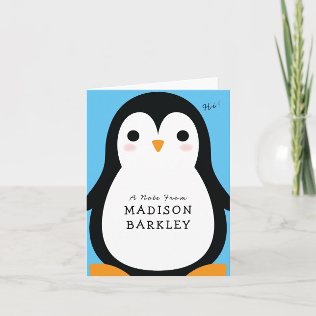 Barn Penguin Cute Stationard-kort Anteckningskort (Framsida)
