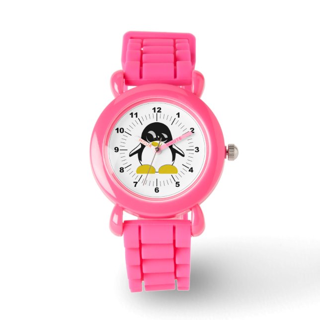 Barn Penguin Rosa Glitter Strap Watch Armbandsur (Framsida)