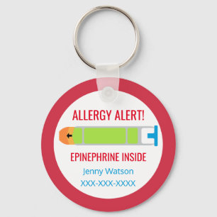 Barn Personlig Allergy Alert Epinephrine Red Nyckelring