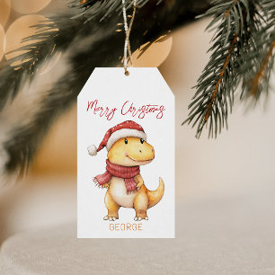 Barn Personlig Dinosaurie Jul Presentetikett