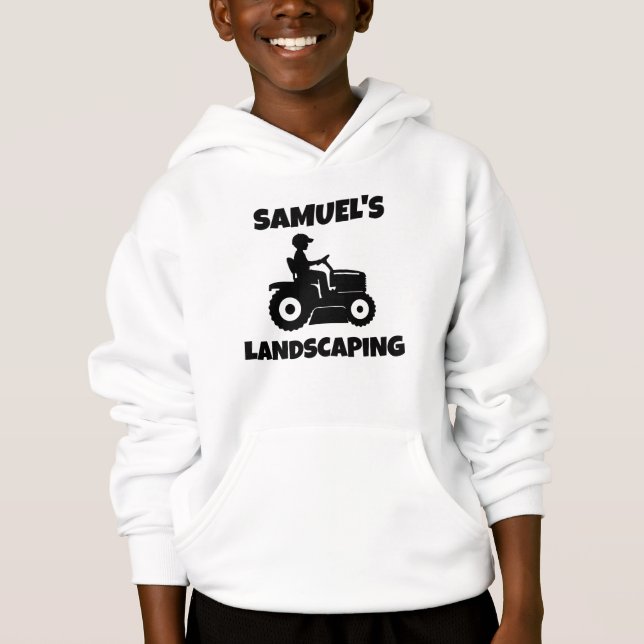 Barn Personlig Gräsklippare Hoodie T Shirt (Framsida)