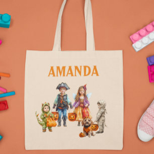 Barn Personlig Halloween Godis Påse Tygkasse