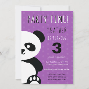 Barn Personlig Panda Kawaii Birthday-inbjudan Inbjudningar